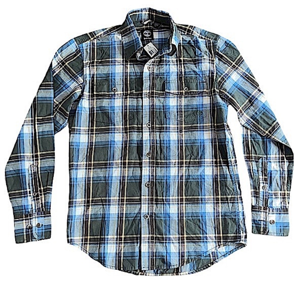 Timberland Men’s NWT Tucker Olive Plaid Pocket Button Down Shirt